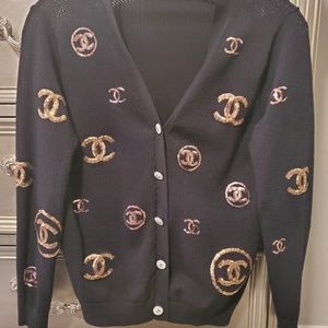 Chanel Mesh Knit Cardigan with sequins